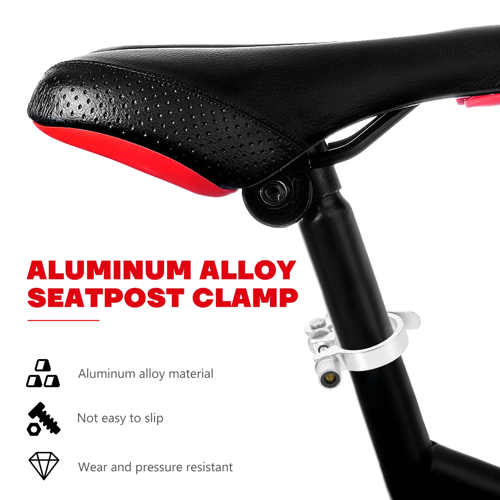 2Pcs Reliable Quick Release Bike Seatpost Clamp Aluminum Construction Tool Free Adjustment Road Fixed Gear Compatible 30.4mm