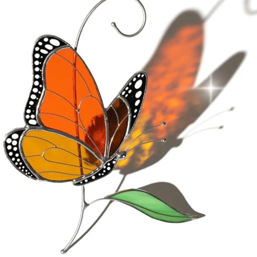 

Butterfly Authentic Stained Glass Suncatcher Handmade Gift for Butterfly Lovers Women Mom Grandma Window Ornament Indoor Outdoo