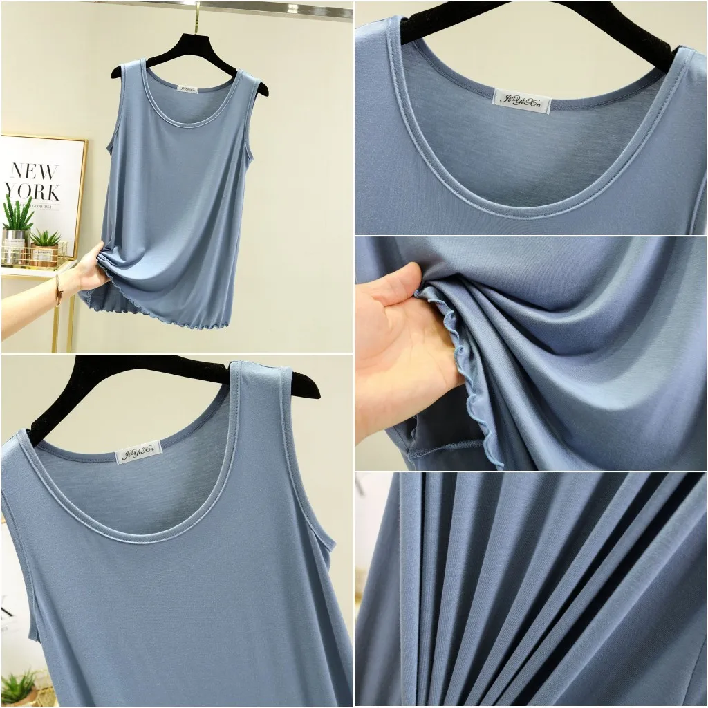 Modal Loose Tank Tops Large size Casual O-Neck T-shirt Sleeveless summer women\'s bottoming camis top all match