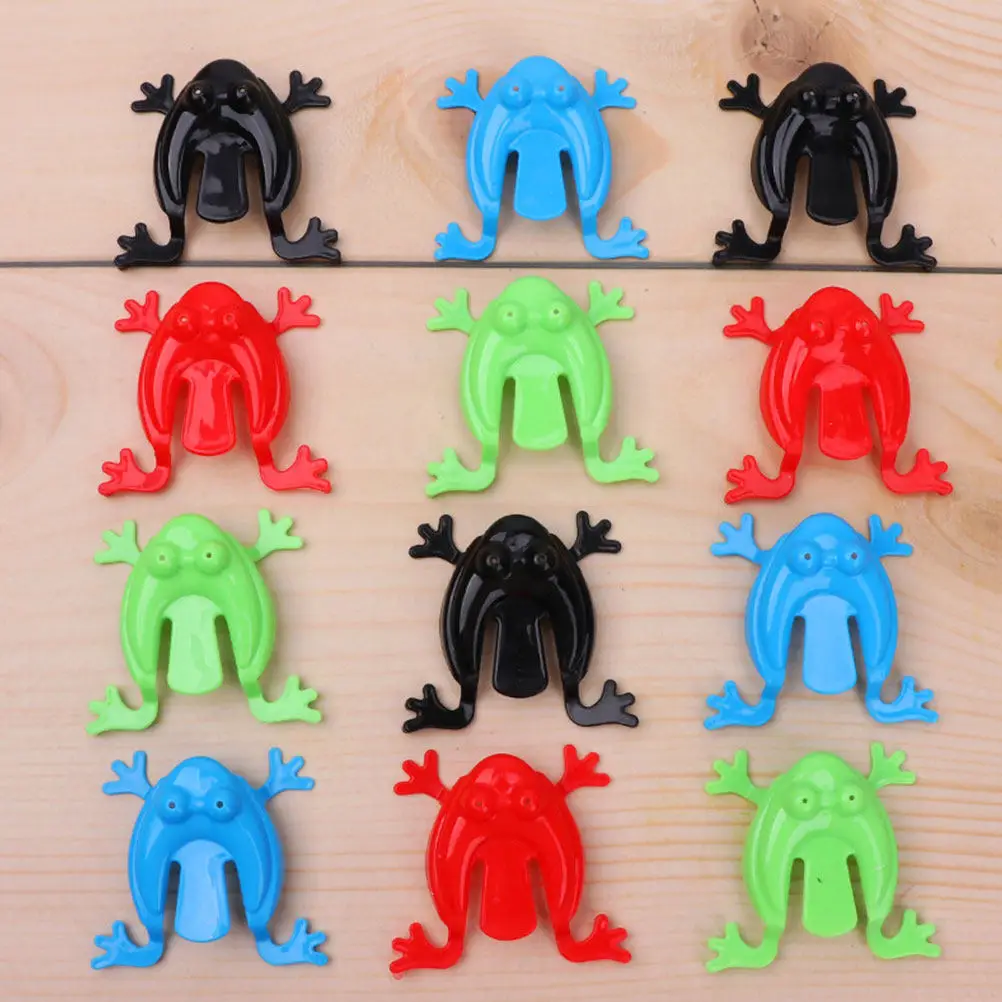 

100Pcs Jumping Frogs Plastic Pressing Playthings Bright Colorful Frogs Funny Kids Party Favors Mini Toys Bouncing Frog Toy