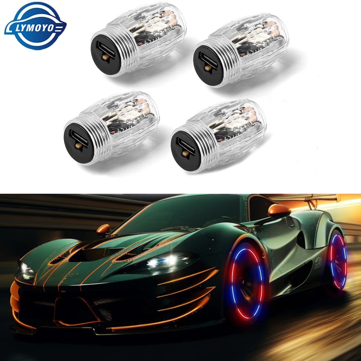 2/4PCS Car Wheel LED Flash Lights Motorcycle Cycling Wheel Light Vibration Sensor RGB Tire Nozzle Valve Caps Luminous Decoration