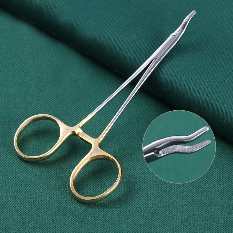 Golden Handle Nose Needle Holding Pliers Needle Clipping Device Nose Plastic Instrument Stainless Steel 12.5cm Needle Holder