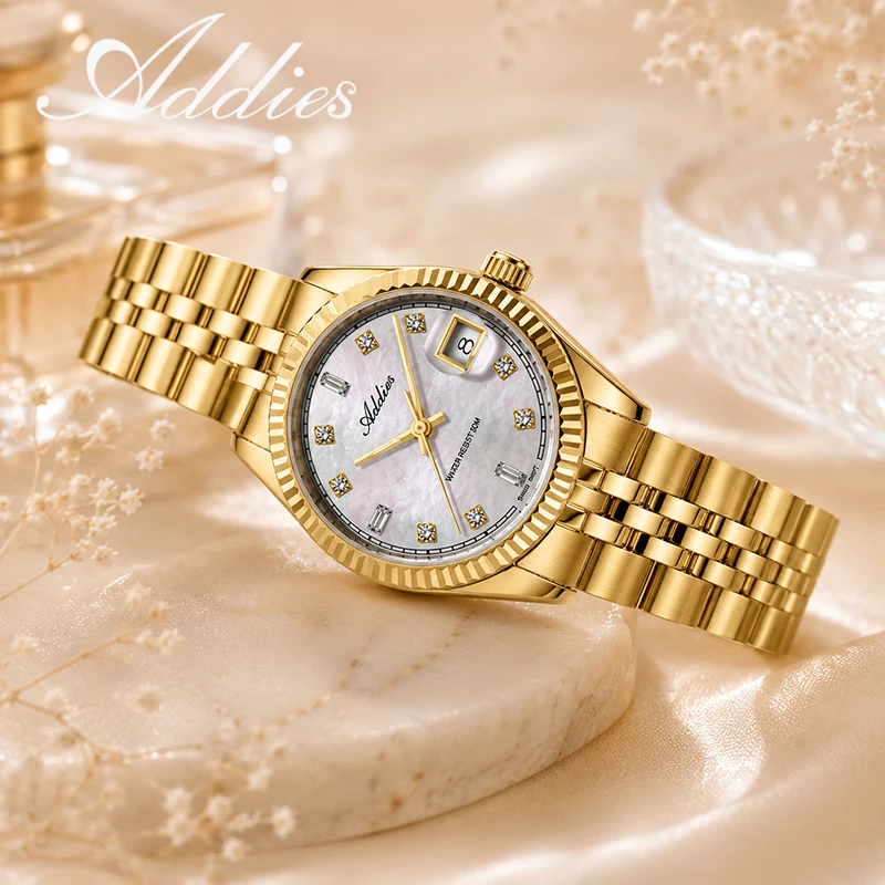 ADDIES Sapphire Glass Ladies Watches Fashion Quartz 316L Stainless Steel 50m Waterproof Sport Dress Woman Watch 2026 New Luxury