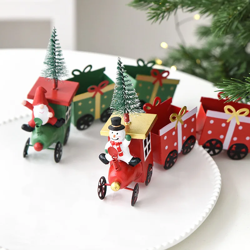 Iron Christmas Tree Train Decoration Christmas Train Ornament Desktop Decor