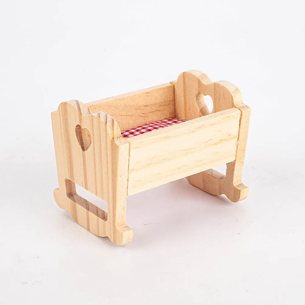House Crib Model Cradle Models Baby Bedroom Dollhouse Furniture Miniatures