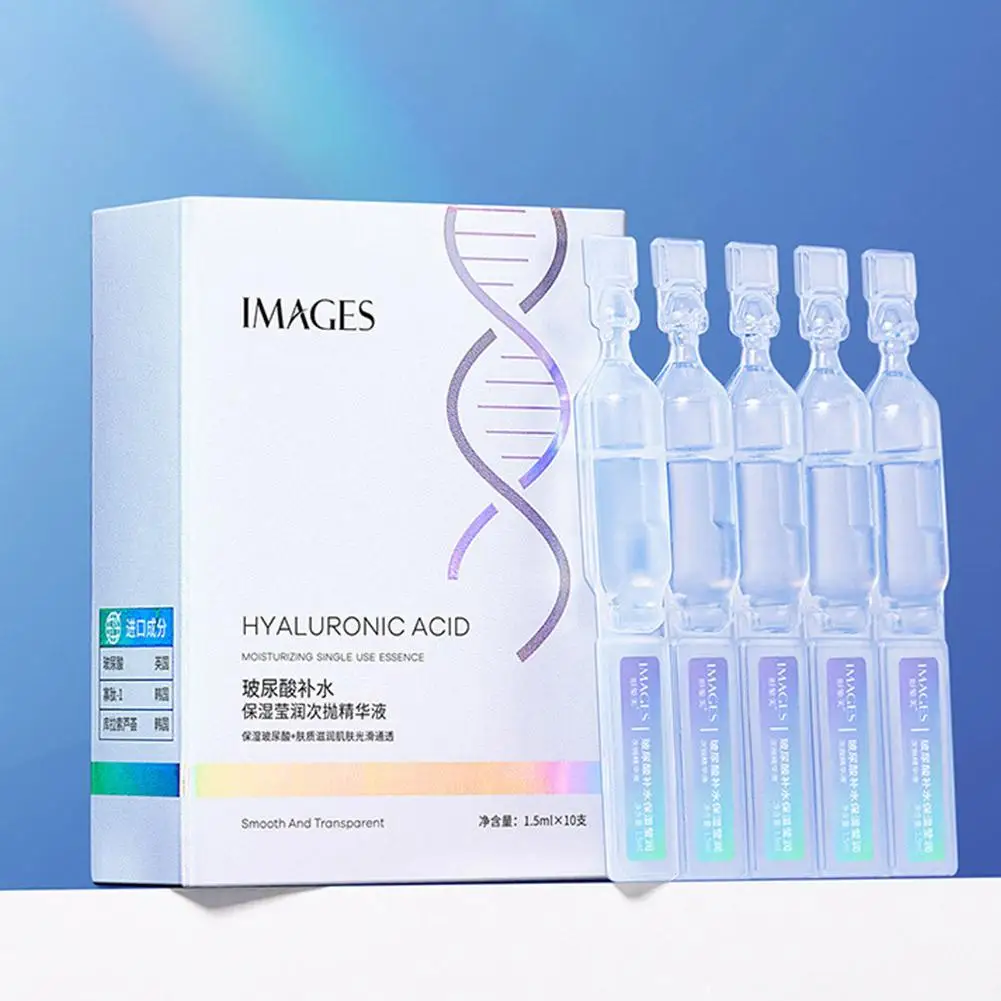 10pcs Hyaluronic Acid Face Essence Ampoules Deep Hydrating Moisturizing Serum For Dry Skin Pore Shrinking Repair Concentrated