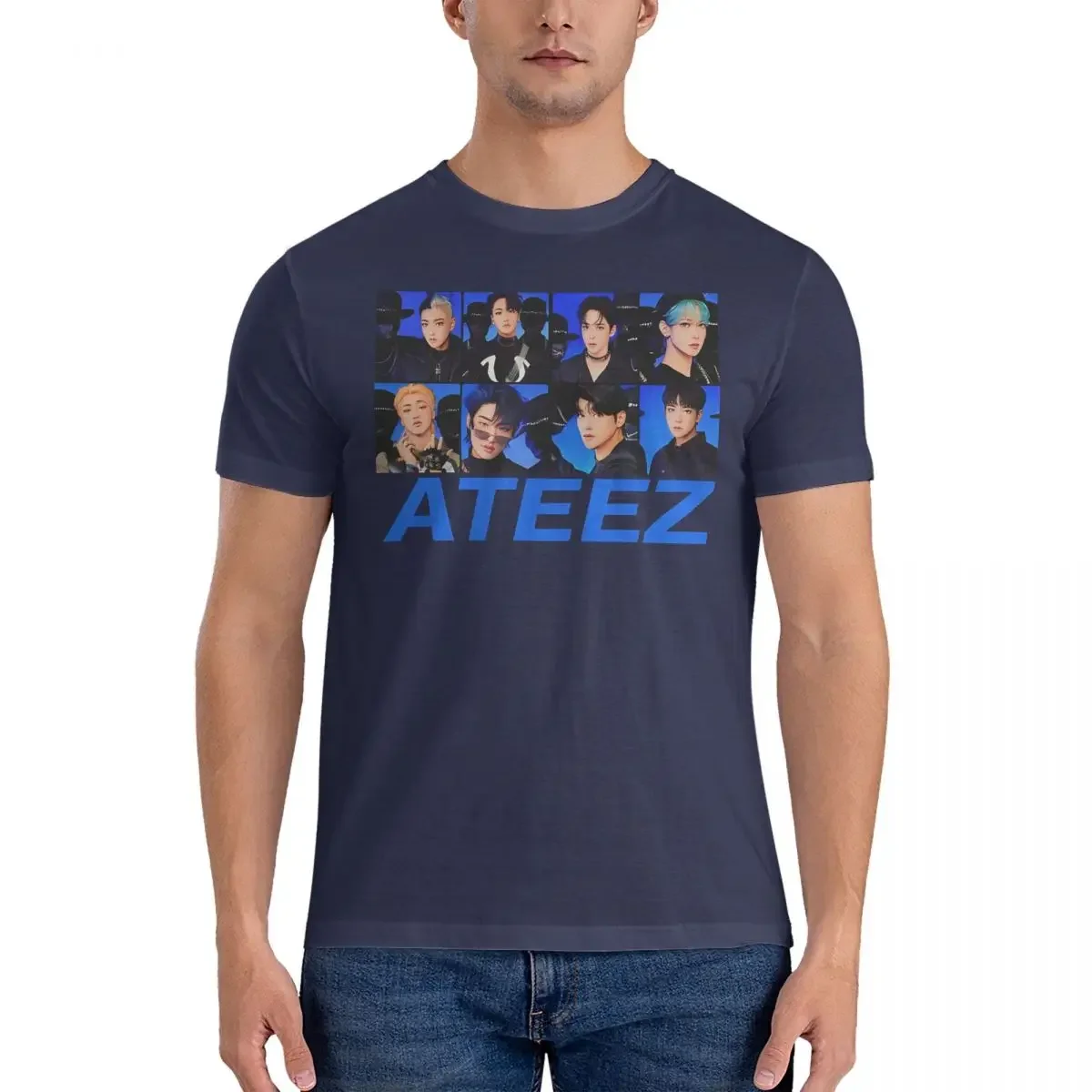 Ateez The World Movement Group T Shirts for Men 100% Cotton Hipster T-Shirts Crewneck ATEEZ  Shirt Short Sleeve Clothing Adult