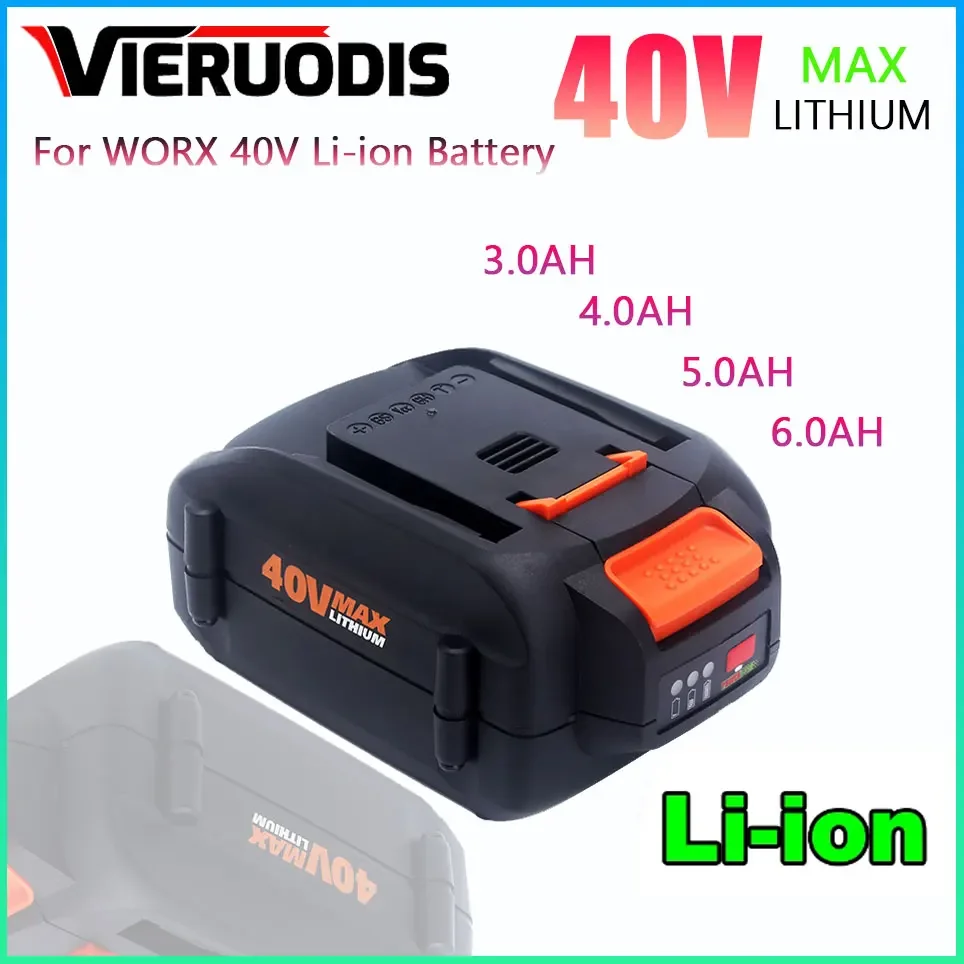 

For WORX New 40V 3.0AH/4.0AH/5.0AH/6.0AH Replaceable Lithium-Ion Battery WA3580