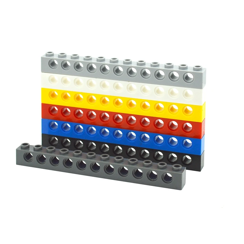 10PCS Building Blocks Technical MOC Parts 3895 1x12 With 11 holes Perforated Bricks Assembles Particles Long Beam Toys For Kids