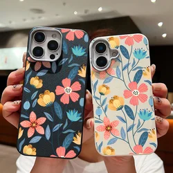 Colorful Flower Leather Texture Soft TPU Case For iPhone 17 16 15 Pro Max 14 Plus 13 12 Pro Max Air 11 Silicone Phone Cover