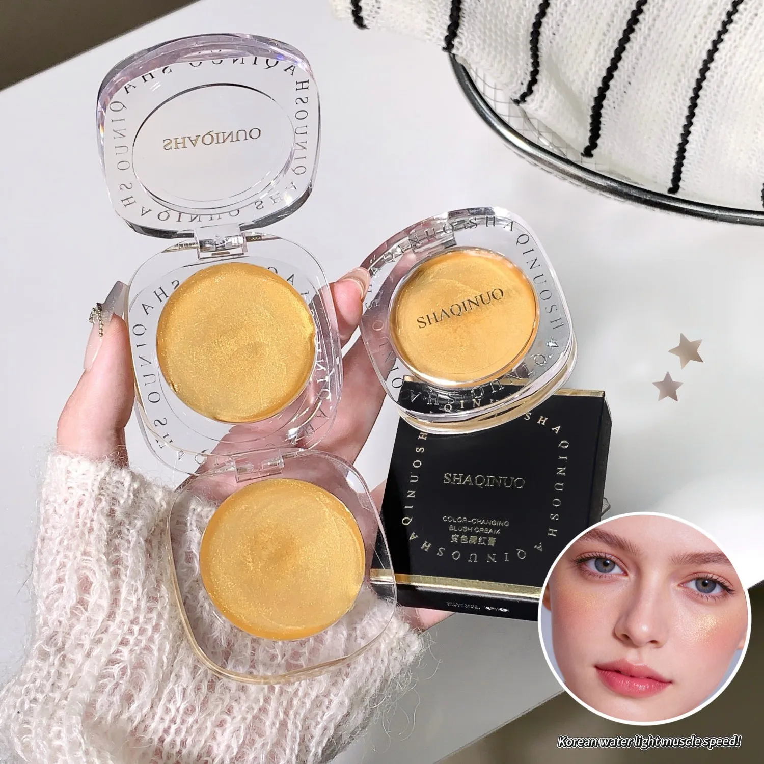 SHAQINUO Temperature Sensitive Color Changing Blush Cream Hydrating Sheer Natural Nude Glow Brightening Face Makeup For Students