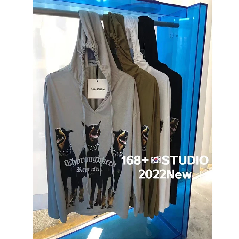 New 2022 fashion Designer new style Famous brand Cartoon Hound print Casual Loose  T-shirt summer Hooded sun-proof Top