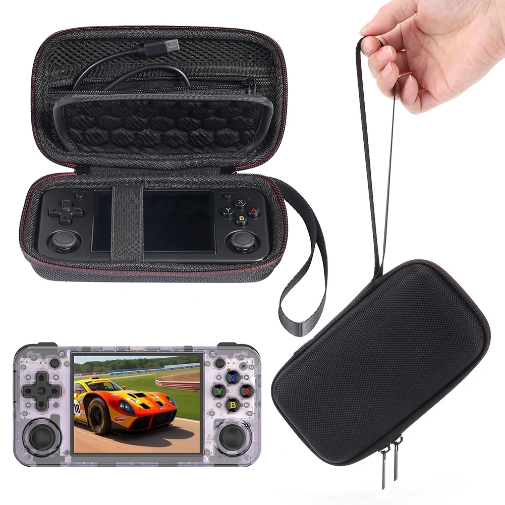 

Protective Case with Mesh Pocket for SD Card USB Type-C Cable EVA Hard Shell Case for Anbernic RG35XX H/RG353M Game Console