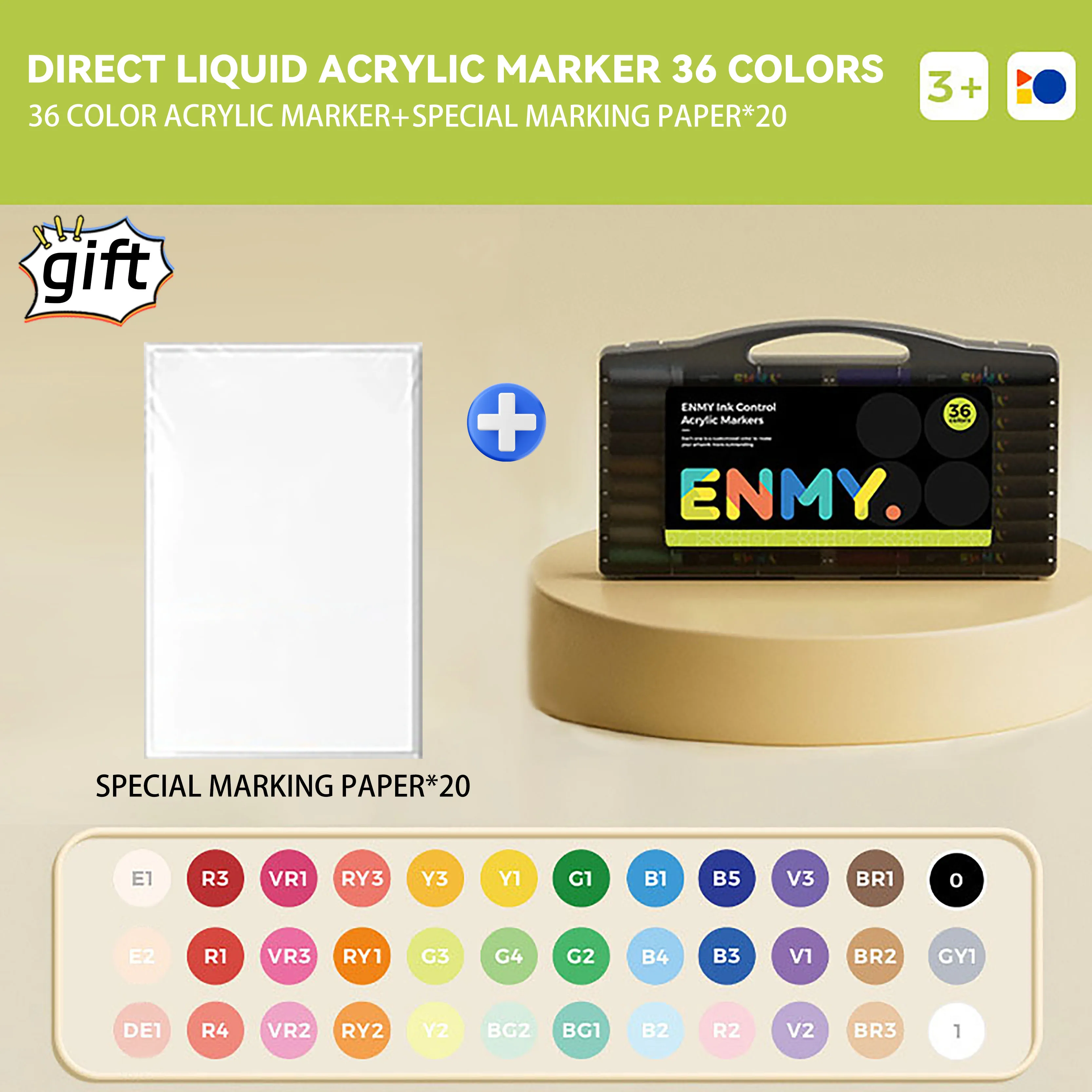 enmy Black box Direct Vloeibare acrylstiften met papier 24-80 kleuren zachte kop kleurrijke schilderpen DIY Paint Marker