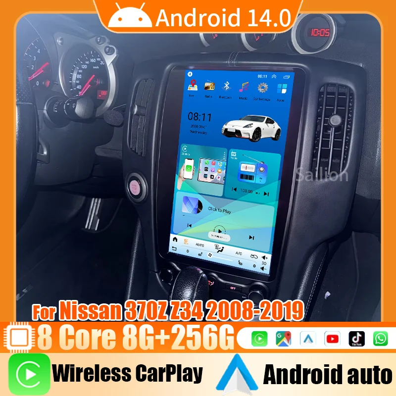 

2Din Android 14 Car Stereo For Nissan 370Z Z34 2008-2019 Tesla Sreen Car Radio Automotive Multimedia Player WIFI DSP GPS Carplay