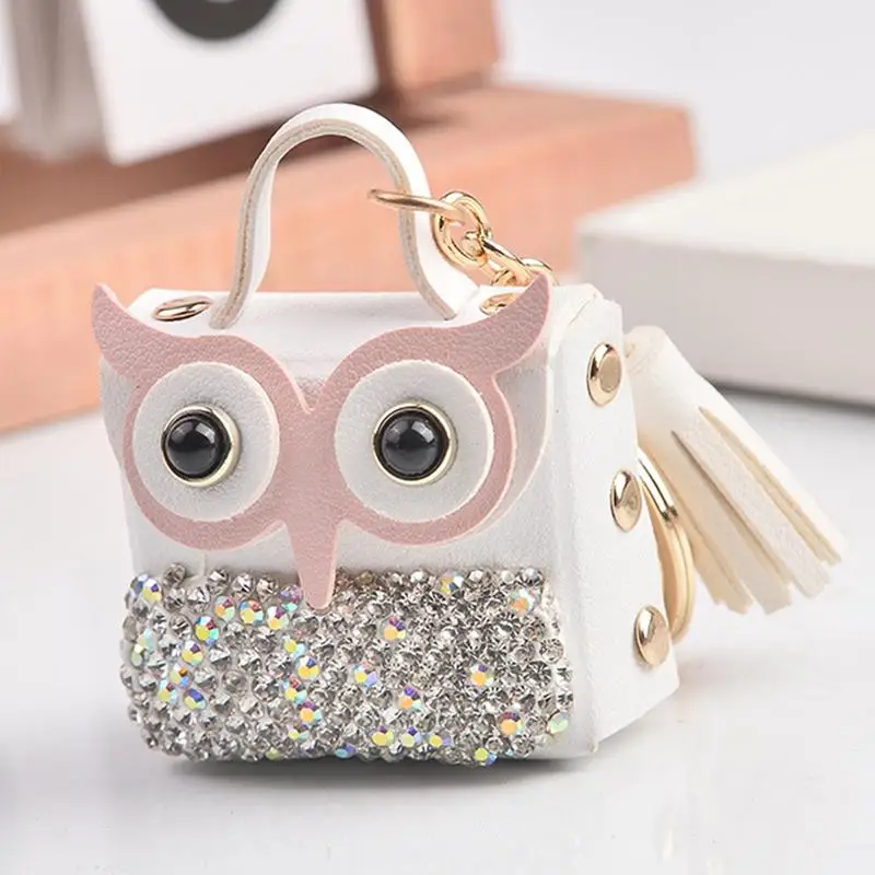 Cute Bag Keychain Keychain Pouch Coin Purse Cartoon Owl Design Owl Coin Purse PU Leather Bag Charm Tassel Keyring Pouch For Keys