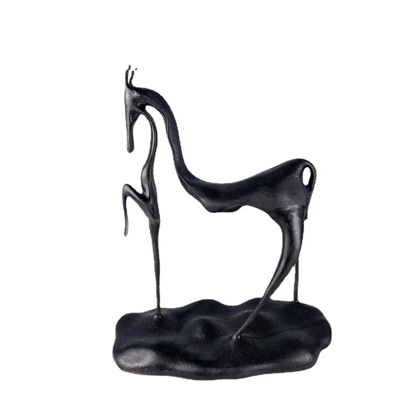 Modern Black Metal Horse Sculpture Abstract Hollow Art Statue for Living Room Study Home Decor Minimalist Geometric Animal