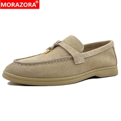 MORAZORA 2024 New Cow Suede Leather Women Loafers Slip On Ladies Flats Brand High Quality Spring Autumn Casual Flat Shoes