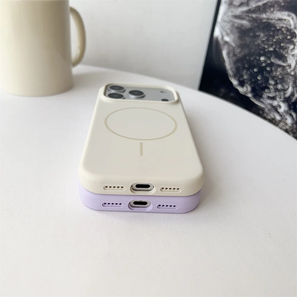 حافظة سيليكون سائلة مغناطيسية أصلية فاخرة لهاتف آيفون 17 برو 17 إير 16 15 14 13 12 11 Magsafe غطاء شحن لاسلكي