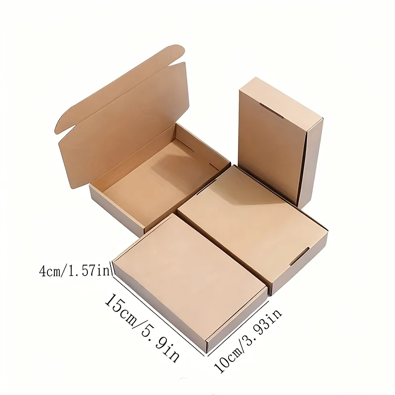 Caixa de presente quadrada de papel kraft durável, formato de avião, ideal para itens pequenos, artesanato, joias, papelão resistente, envio e armazenamento seguros