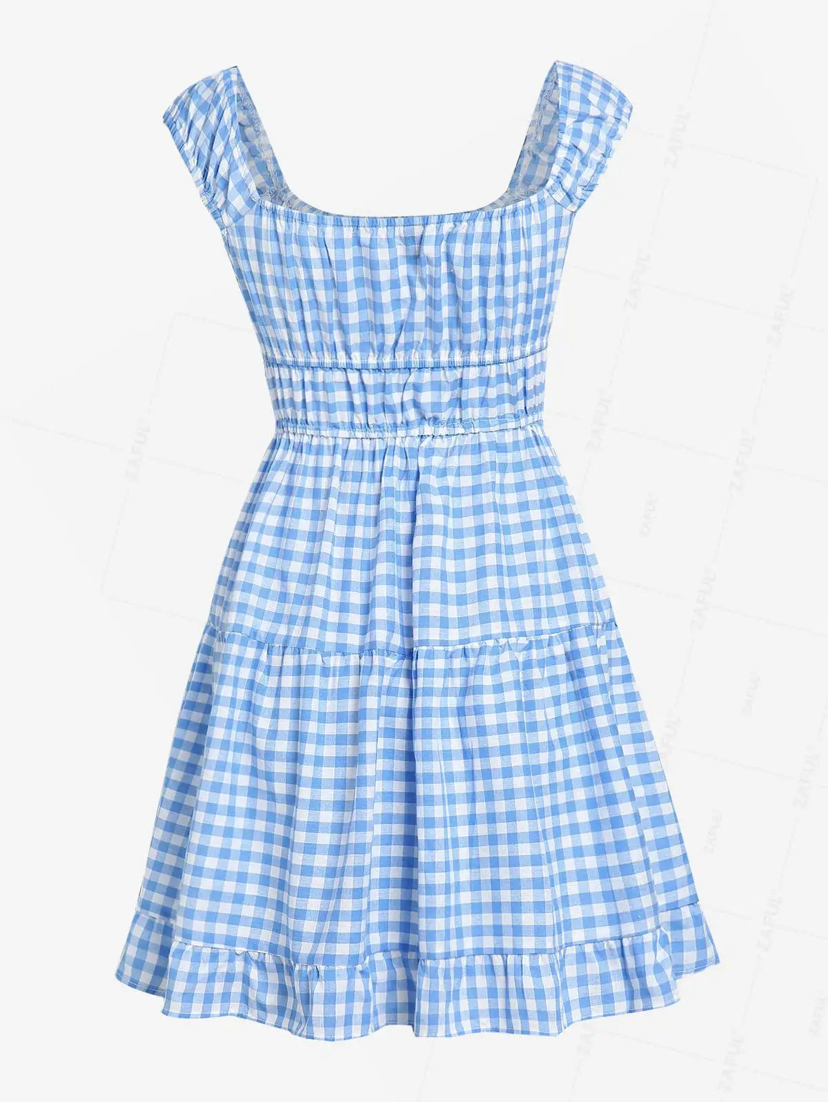 ZAFUL Gingham Tiered Mini Dress