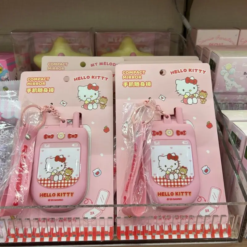 

Anime Sanrio Hello Kitty Phone Shaped Folding Pocket Mirror Cute Cartoon Portable Makeup Touch Up Mirror Cartoon Kawaii Lovely