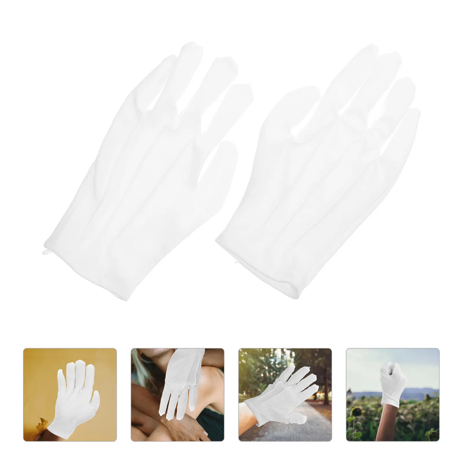 

10Pairs Breathable White Formal Protective Gloves Polyester Jewelry Handling Gloves for Watch Antiques Inspection Ceremonial