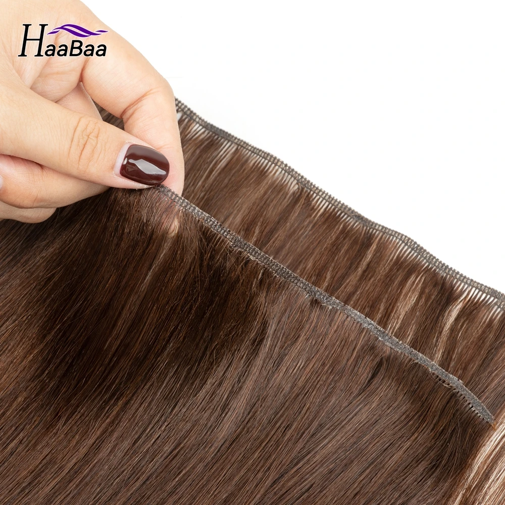 Genius trama em linha reta brasileiro natural feixes de cabelo humano 12 "16" 20 "24" extensões de cabelo invisível 40-50g tece de cabelo para mulher