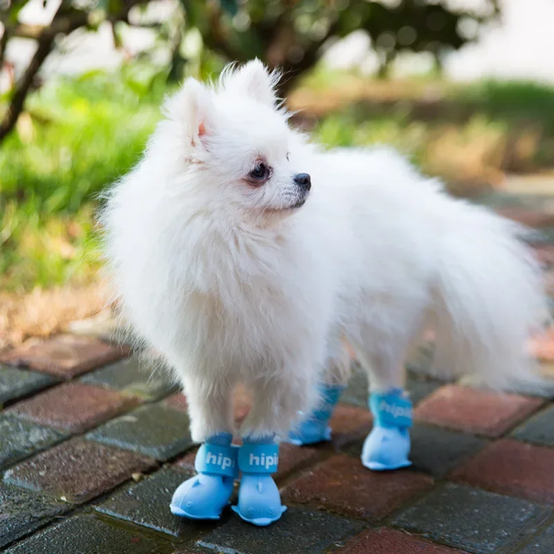 Waterproof Dog Shoes Anti-slip Ankle Boots for Small Large Dogs Dolphin-Shaped Jelly-coloured Outdoor Rainshoes Pet Supplies