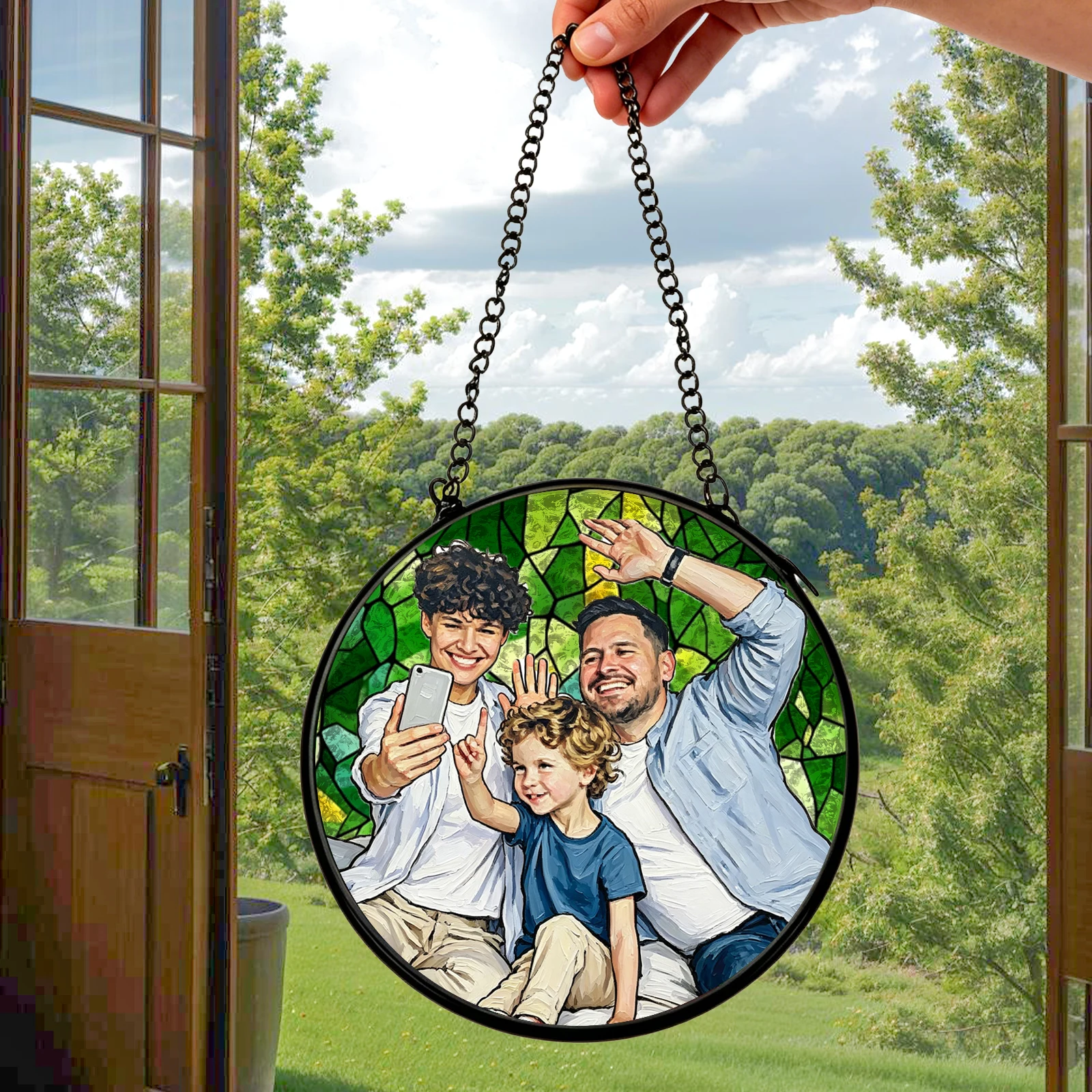 1 pc Personalizar photo Window glass sun catcher hanging with chain For Graduation,Her She,Your Lover,Friends,Bedroom. view 3