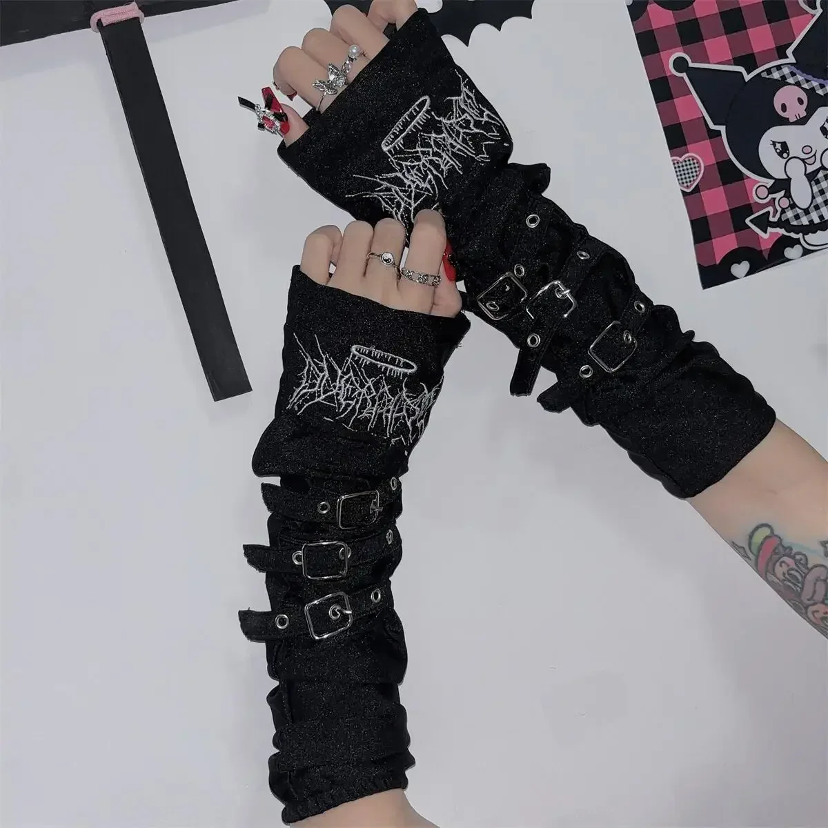 Y2K Sweet Oversleeves Japanese Harajuku Embroidery Striped Buckle