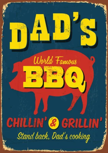 DADS FATHERS BBQ Retro Metal Sign Man Cave Bar Pub Plaque Party Vintage Gift sign