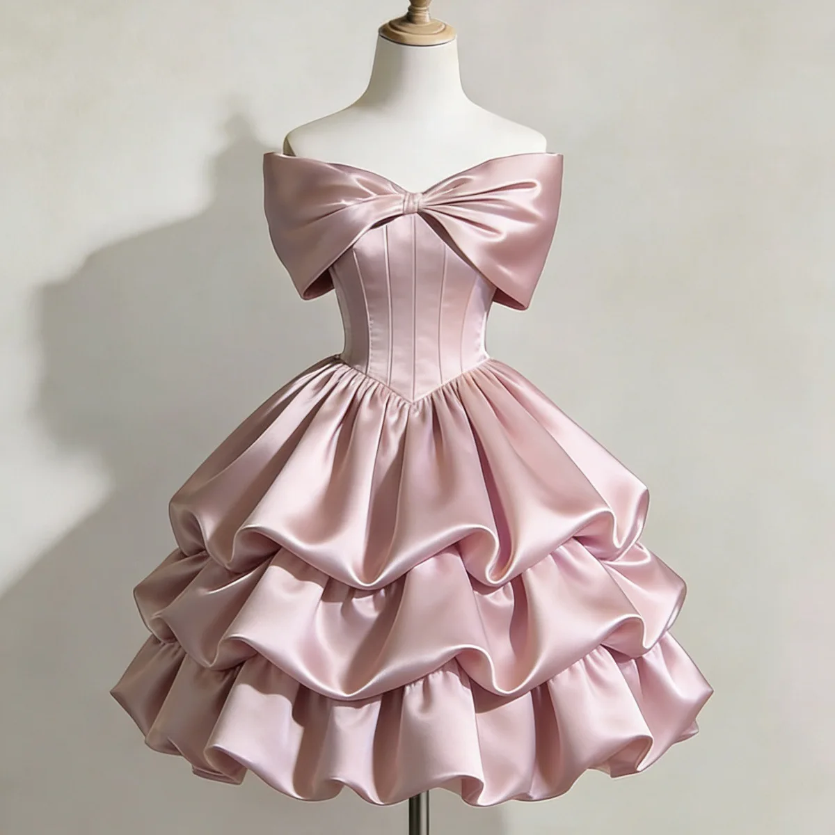 

Evening Dress Celebrity Sweet Birthday Dress Satin Shoulder Princess Cake Dress