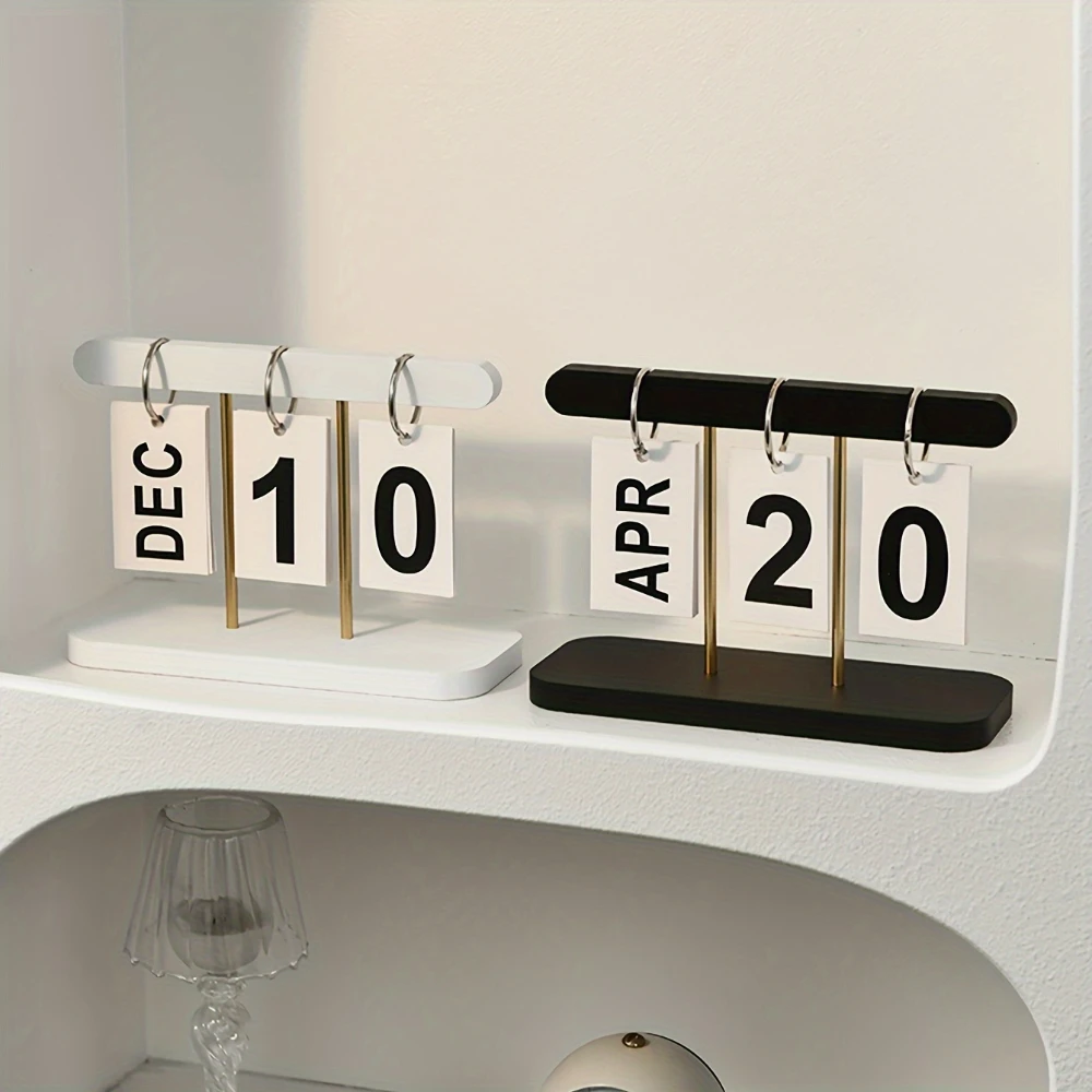 Nordic Style Page-Turning Desk Calendar – English Daily View, Durable Plastic for Home & Office Decor