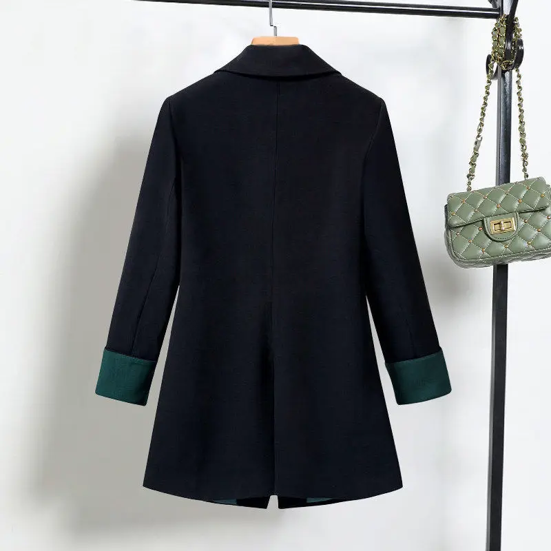 ロングコート 女性用 ブレザー 伸縮性のあるペプラム カシミヤ混 キャメル セブンクォーター 伸縮性のあるユニバーサル ミドルフィーリングセンス