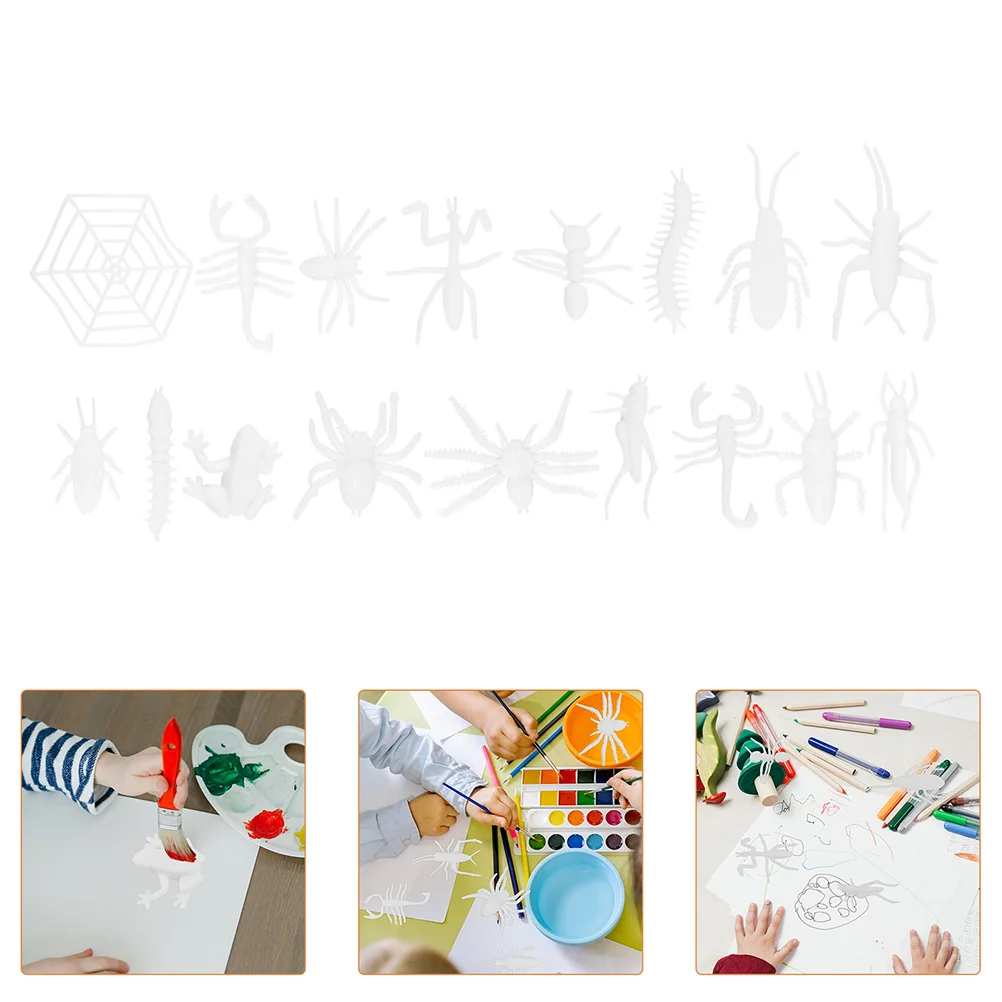 2 Sets Insect Model DIY Crafts Painting Material Unfinished Figurines Abs Child