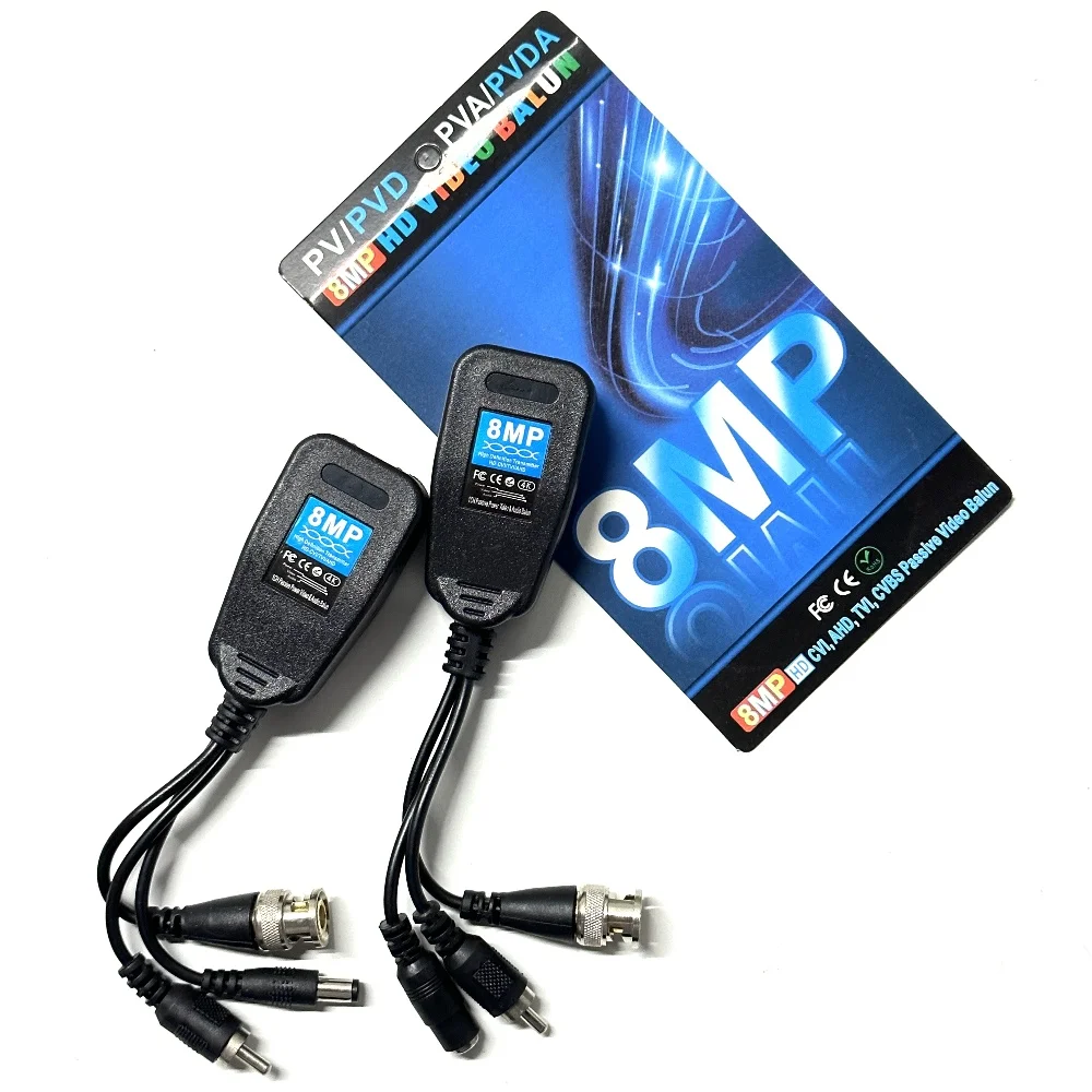 8MP BNC To RJ45 Passive Video Balun Video + Power + Audio 3 IN 1 Twisted Pair BNC Transceiver For CCTV Camera