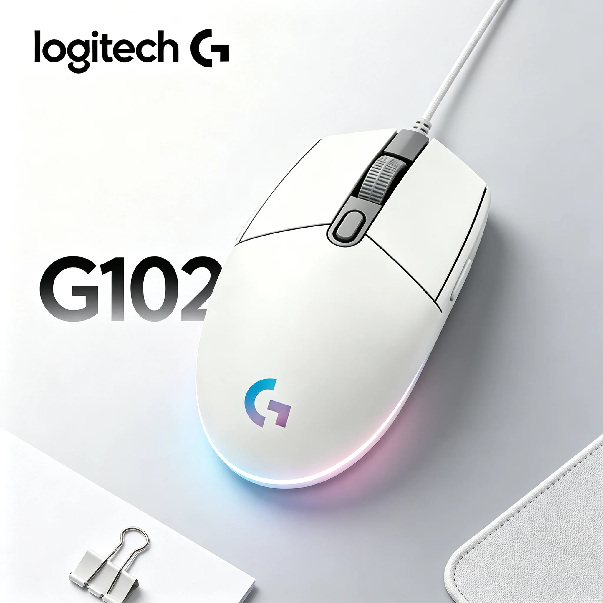 Logitech G102 Wired USB Computer Mouse Adjustable Sensitivity For Competitive Game CS2 Valorant PUBG & Office Daily Work