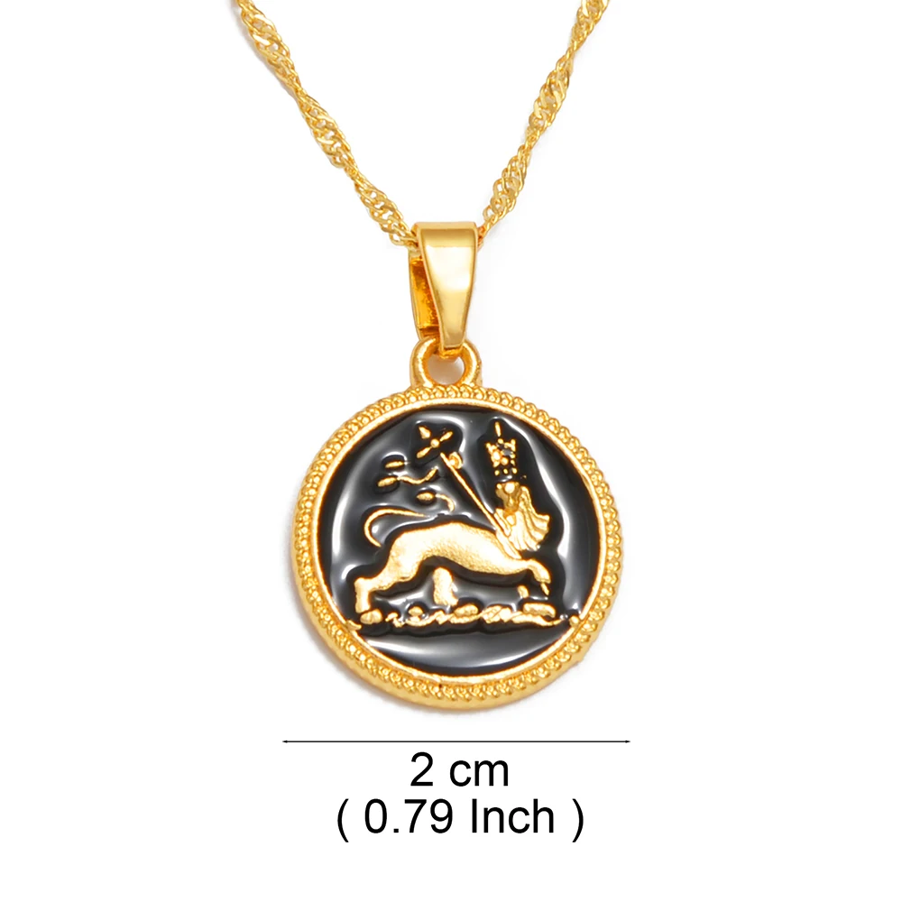 Anniyo 2CM Ethiopian Lion Pendant Necklace for Women Girl The Lion of Judah Ethnic African Jewelry  #336206