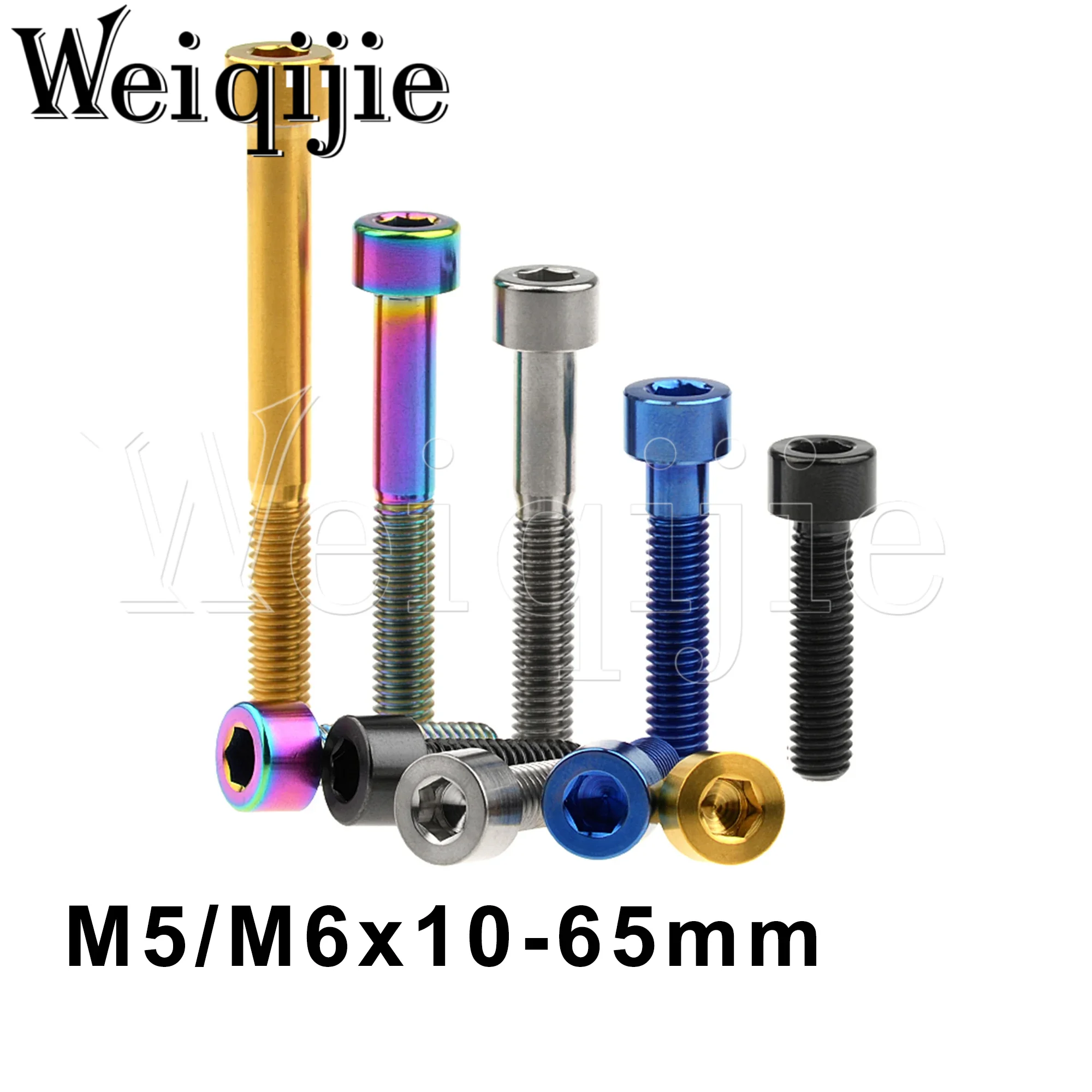 

Weiqijie 6pcs M5/M6x 10 12 15 16 18 20 23 25 30 35 40 45 50 55 60 65mm Titanium Bolt Hexagon Socket Head Screws for Bicycle, MTB