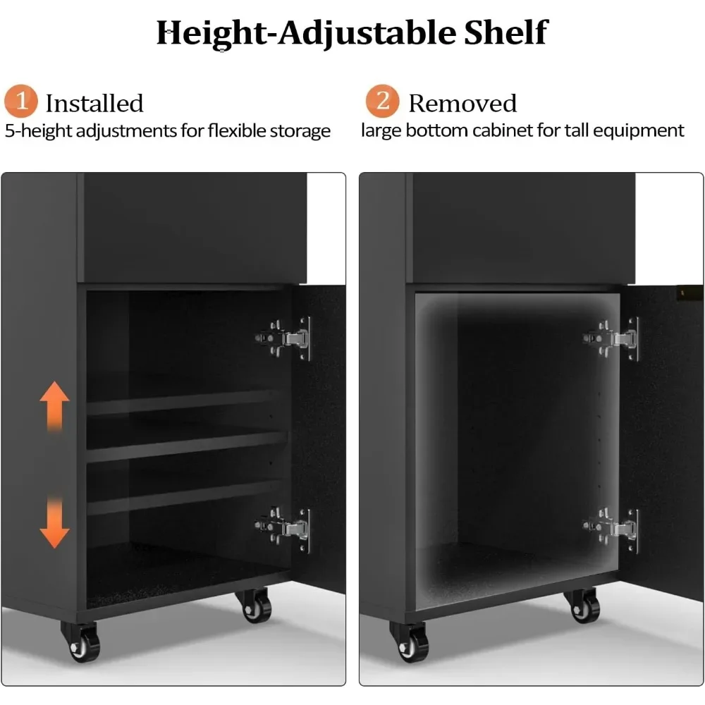 1 Storage Cabinet & 2 Drawers, Hair Cart for Hairdressing Styling, Portable Organizer Station for Barbershop Beauty Spa