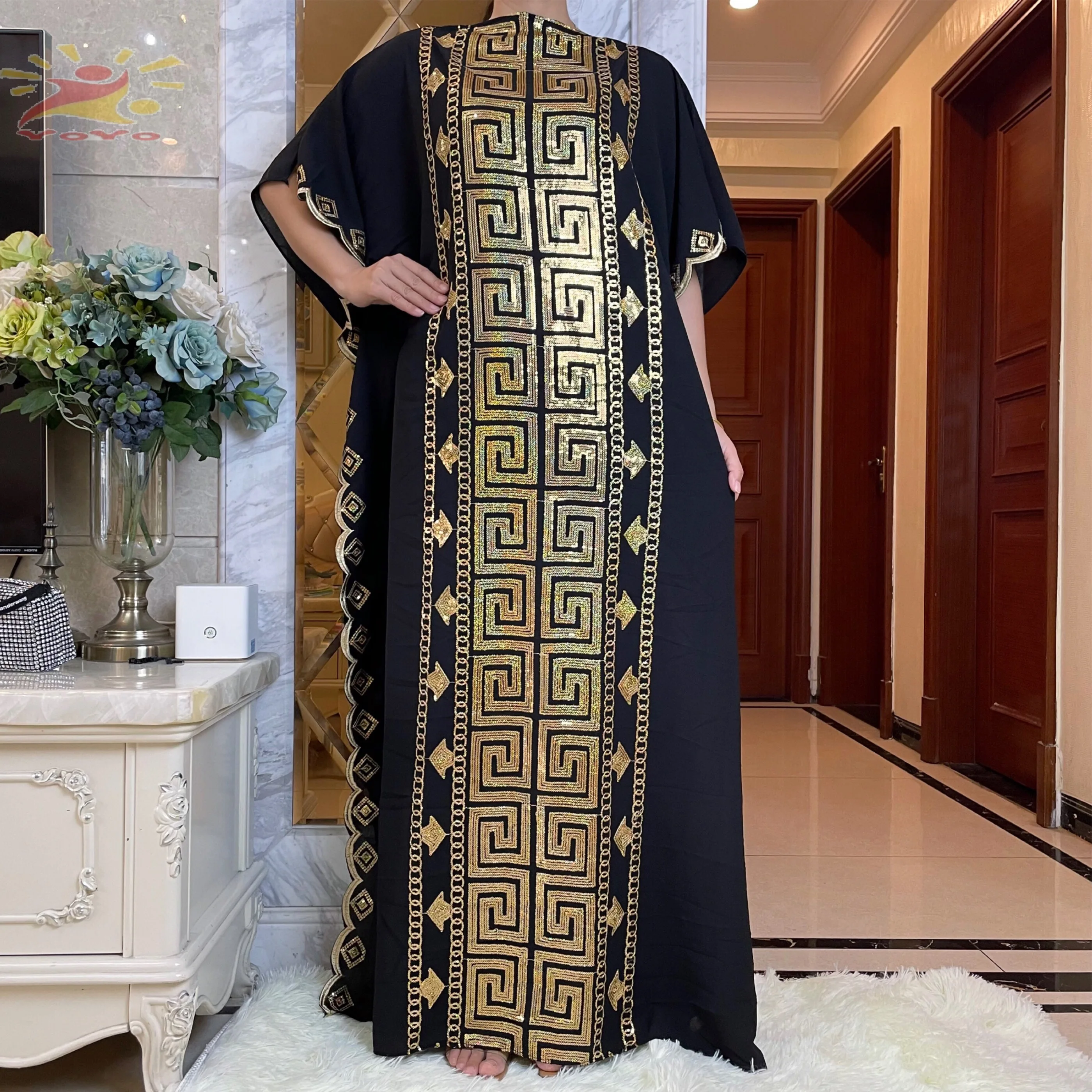 2022 moda nova abaya africano dubai turquia dresse com lenço de alta qualidade tecido lantejoulas bordado longo senhora roupas