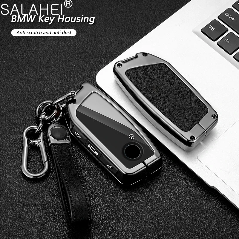 Zinc Alloy Leather Car Key Cover Case Shell Fob Protector For BMW Series 7 735i 740Li X7 X1 U11 2023 I7 G07 LCI XM Accessories