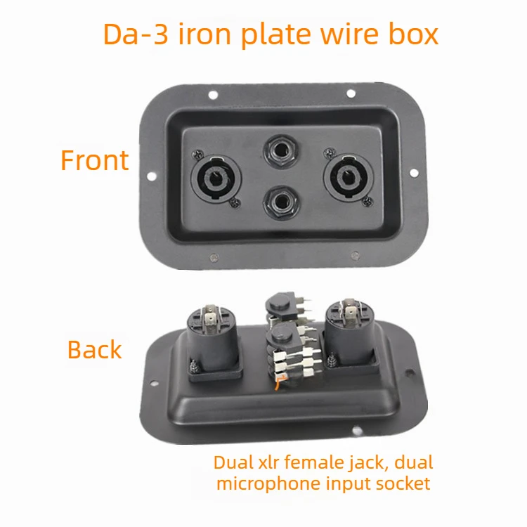 VYOPBC 2PCS Stage Speaker Aansluitdoos Metalen Plaat XLR-ingang + 6.35mm Microfoon Jack Audio Connector Paneel
