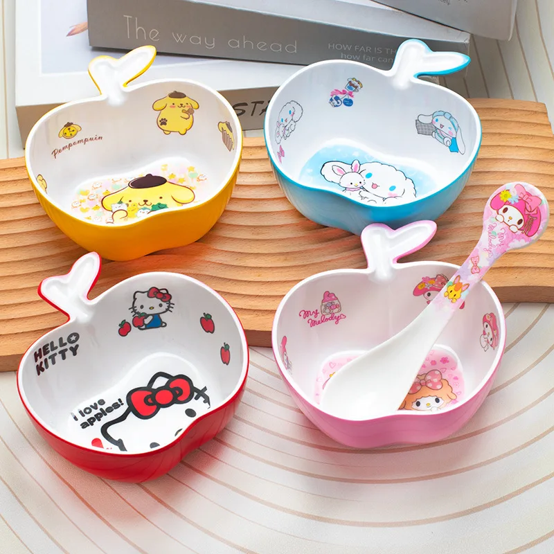 

Hello Kitty Shaped Bowl Cartoon Kuromi Children's Tableware Cute Anime Creative Anti-drop Anti-scald Soup Bowl Girl Boy Gifts