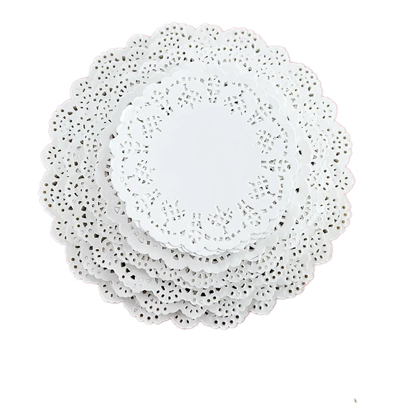 100pcs 3.5 4.5 5.5 6.5 inch Multi Sizs Lace Paper Doilies Oil Absorbent Paper Placemat Bake Paper Cake Paper Mat Mats Decoration