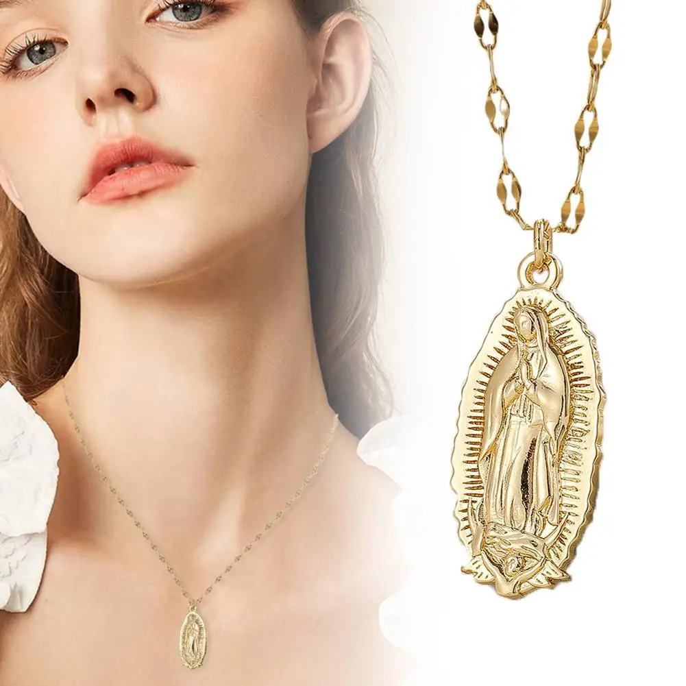 Colgante de la Virgen María de acero inoxidable para mujer, accesorios de Medalla, joyería Milagrosa de Color, regalo religioso, Plata O2J7, 1 unidad