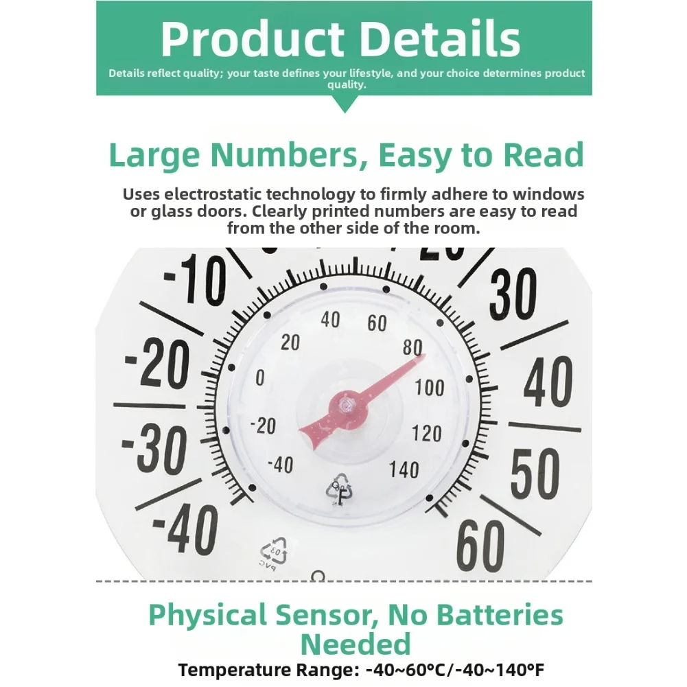 Janela doméstica termômetro de janela de monitoramento de estufa à prova d'água termômetro doméstico instalação autoadesiva