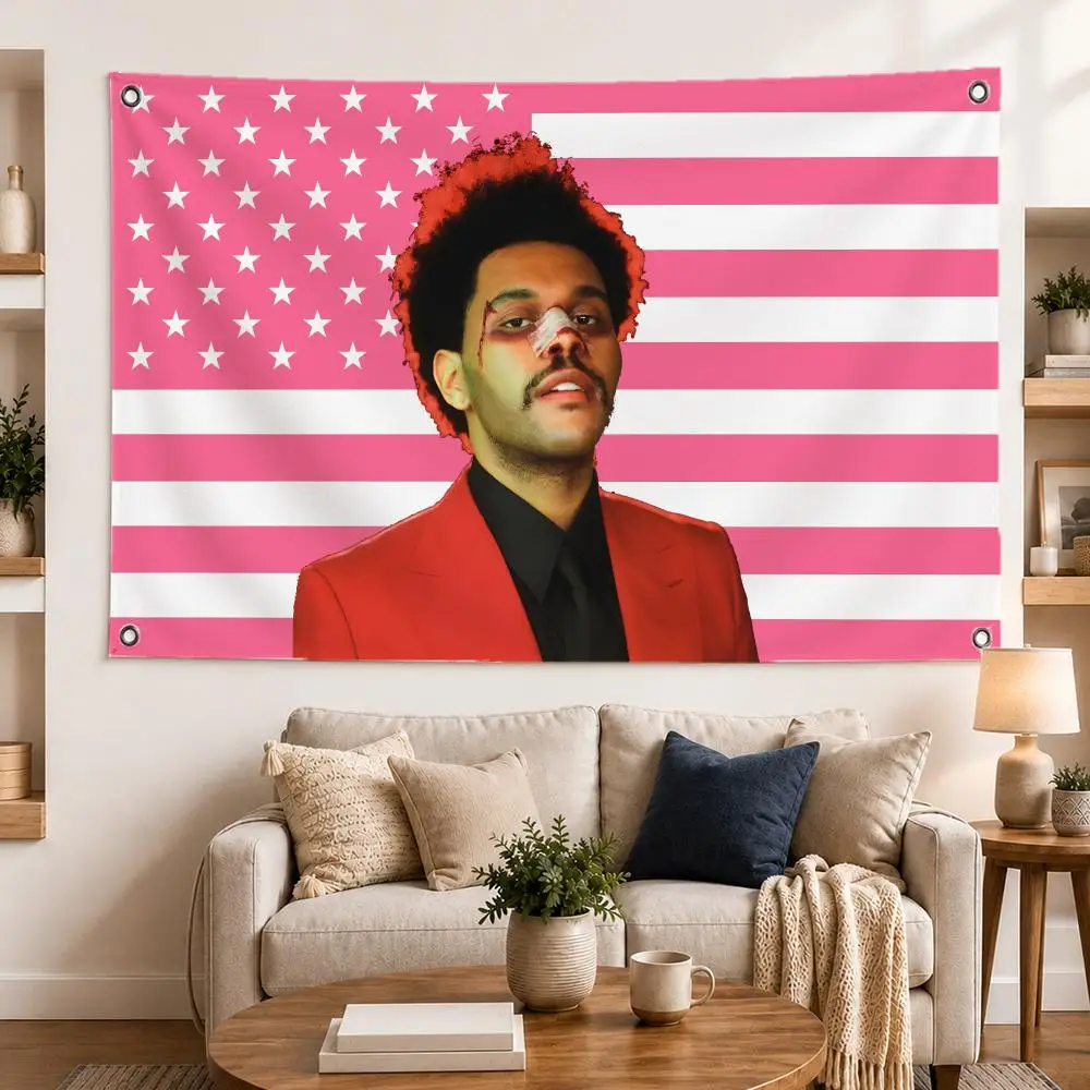 rapper singer The W-Weeknd Flags Horizontal High Density Knitted Fabric European Simple For Durable Outdoor Indoor Use