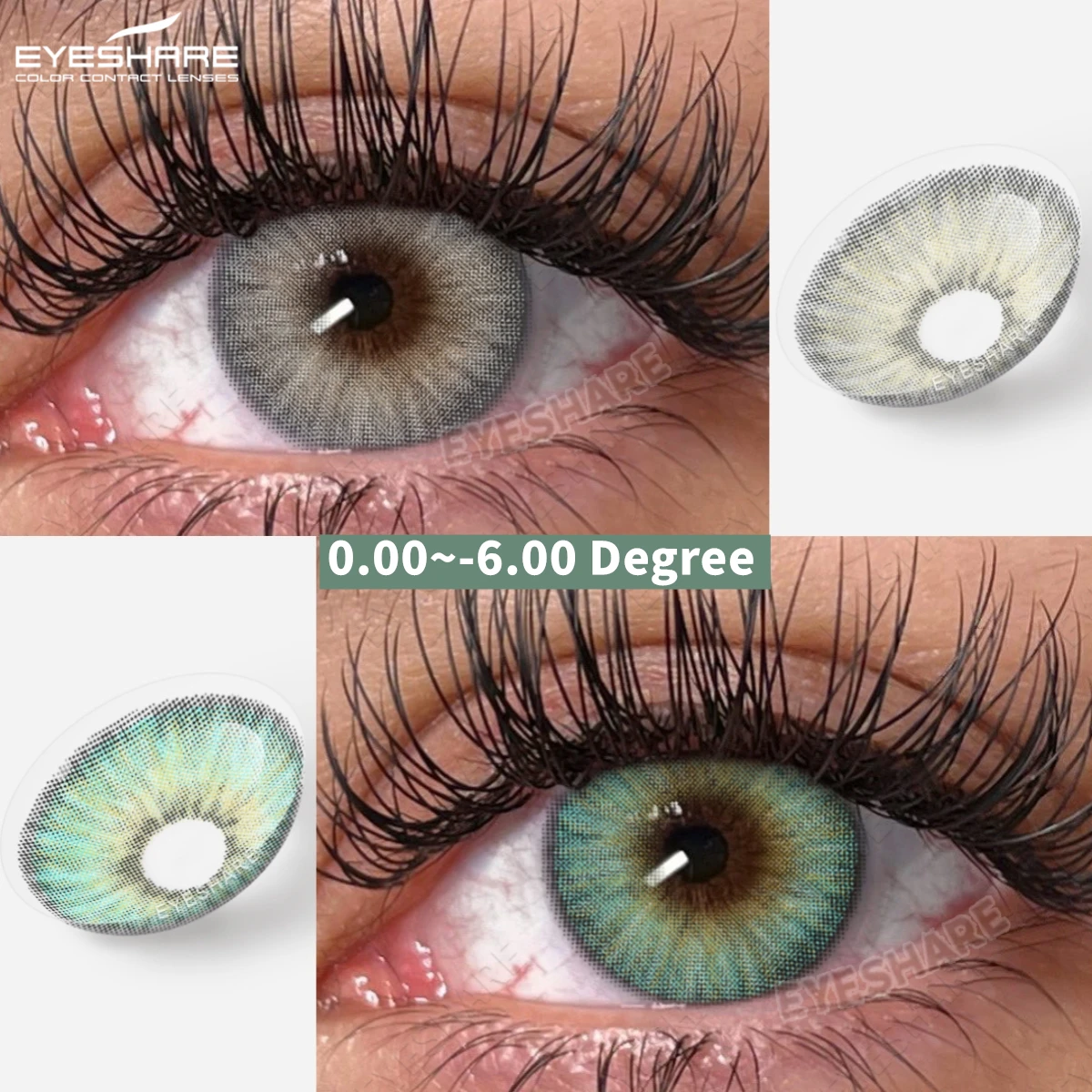 EYESHARE 2 шт. цветные контактные линзы с близорукостью по рецепту, контактные линзы с зелеными глазами, синие красивые серые линзы высокого качества
